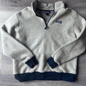 Patagonia Men's Zip-Up Sweater in Cream and Black